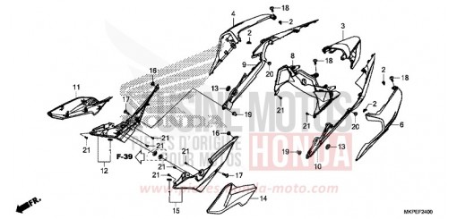 SEITENABDECKUNG/WINDLAUF, HINTEN CB500FAN de 2022